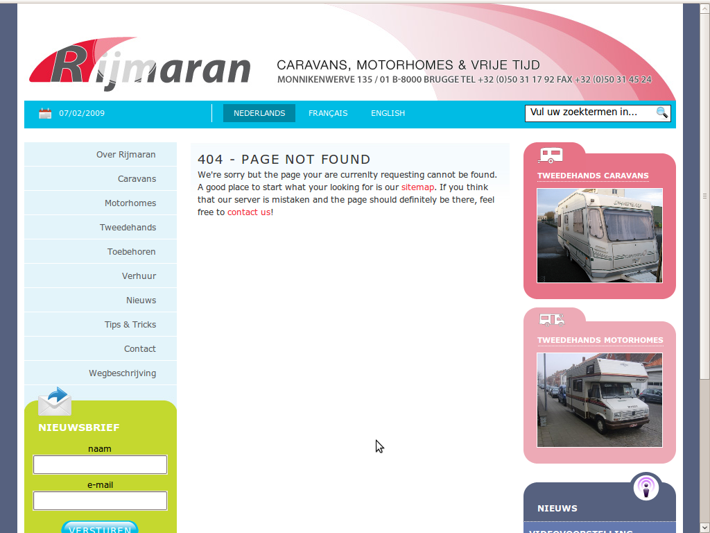 404 on the new Rijmaran website