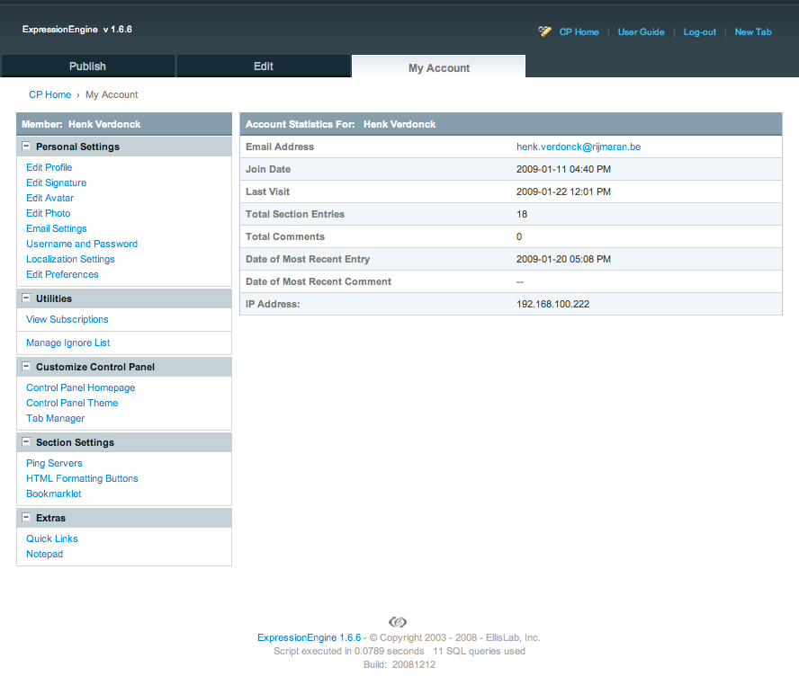 Account Details in ExpressionEngine