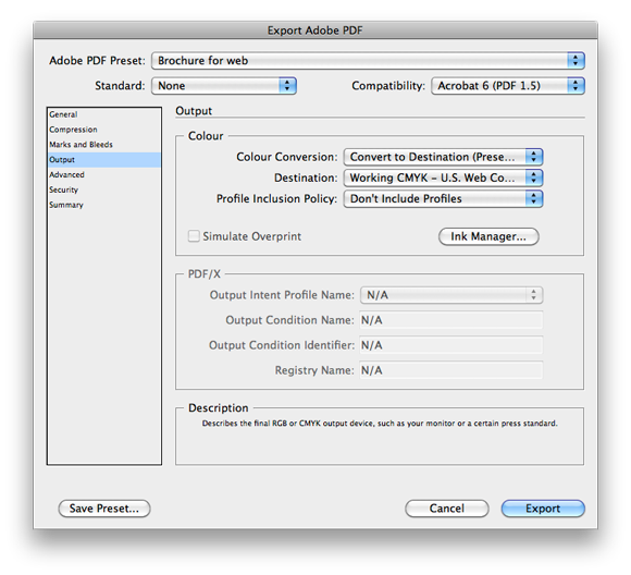 Define PDF Preset