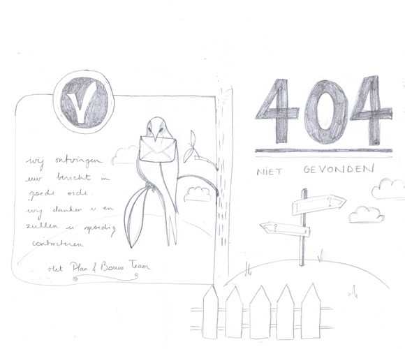 sketching the illustrations for the form result page and the 404 page not found