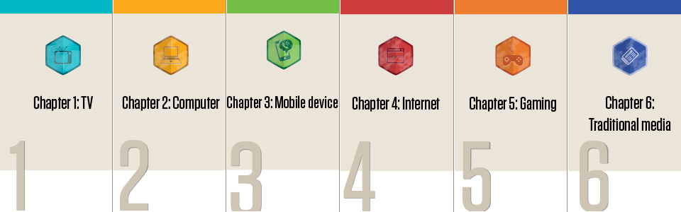 the color choices for the 6 chapters